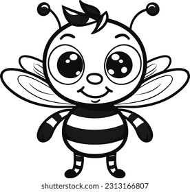 Bee, colouring book for kids, vector illustration