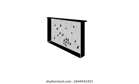 Bee Comb Honey Frame, black isolated silhouette