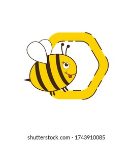 Bee comb icon. Cute animal vector illustration isolated on white