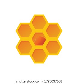 Bee comb logo design. symbol. Honey drop vector.