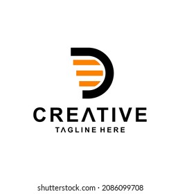 Bee combination with Letter D . Abstract, emblem, design concept, logo, logotype, element, template.