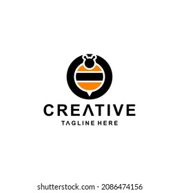 Combinación de abejas con letra O.Resumen, emblema, concepto de diseño, logotipo, logotipo, elemento, plantilla.