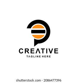 Bee combination with Letter P.Abstract, emblem, design concept, logo, logotype, element, template.