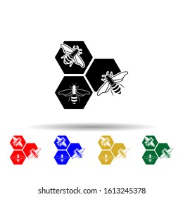 bee and combs multi color style icon. Simple glyph, flat vector of beekeeping icons for ui and ux, website or mobile application