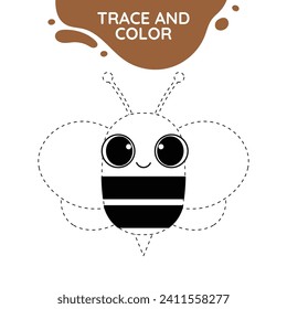 bee complete the picture dashed line drawing activity cute outline illustration suitable for coloring books page for children black and white educational preschool activity sheet vector isolated