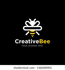 Bee concepts logo isolated on black background. Vector illustration