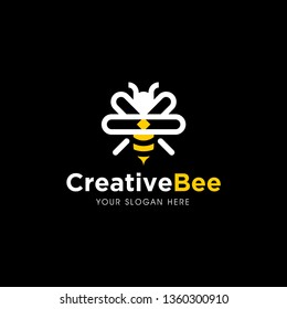 Bee concepts logo isolated on black background. Vector illustration