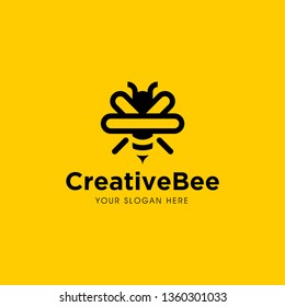 Bee concepts logo isolated on yellow background. Vector illustration