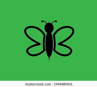 Bee concepts logo vector illustration. Honey bee icon graphic abstract template, silhouette, hand drawn, isolated on green.
