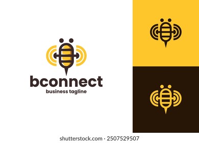 bee connect vector logo design