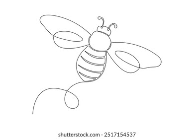Bee continuous One Line Drawing Illustrations Vectors