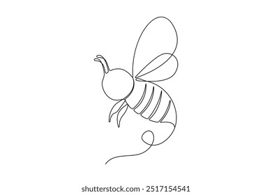 Bee continuous One Line Drawing Illustrations Vectors