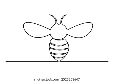 Abelha contínua um desenho de linha de ilustração vetor simples