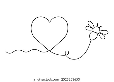 Bee continuous one line drawing of simple  vector illustration