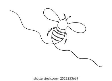 Bee continuous one line drawing of simple  vector illustration
