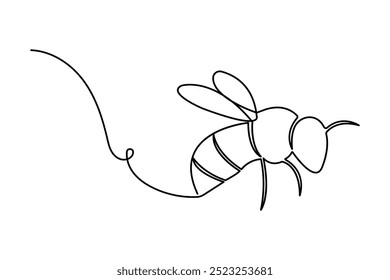 Bee continuous one line drawing of simple  vector illustration