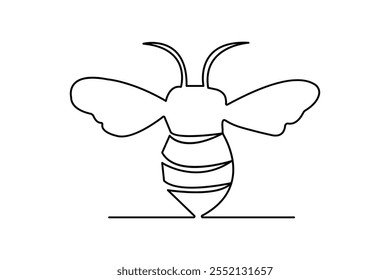 Abeja continua de una sola línea de arte y Ilustración vectorial de contorno aislado 
