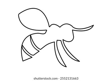 Abelha arte de linha única contínua e ilustração isolada de vetor de contorno 