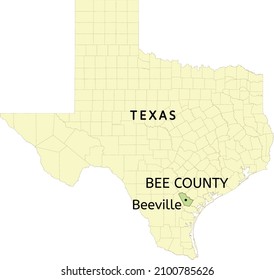 Bee County And City Of Beeville Location On Texas State Map