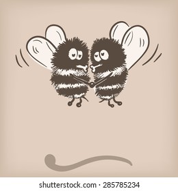 Bee couple doodle, Vector illustration