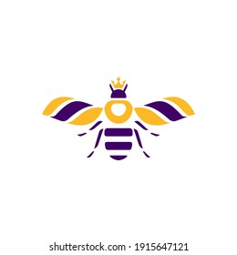 bee with crown logo, icon and illustration