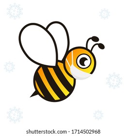 Bee cut cartoon wearing in surgical protective medical mask. Vector illustration isolated on white background. Protect against virus and bacteria.