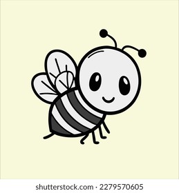 Bee cute animal design, illustration, vector on black, pink background.