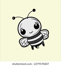 Bee cute animal design, illustration, vector on black, pink background.