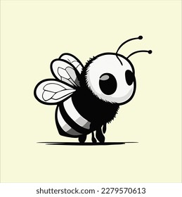 Bee cute animal design, illustration, vector on black, pink background.