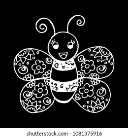 Bee Cute. Doodle Sketch.