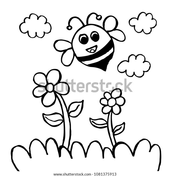 Bee Cute Doodle Sketch Stock Vector (Royalty Free) 1081375913 ...