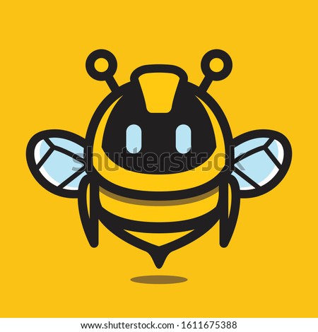 Bee cute droid robot technology character mascot logo vector illustration