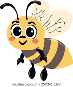 Bee. Cute insect illustration. Sticker, emblem, sign.