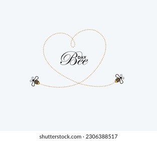 Concepto vectorial de día de abeja. Un par de abejas crearon un corazón. 