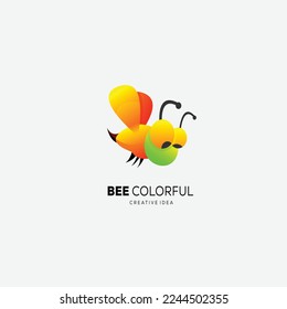 diseño de abejas logo colorido elegante plantilla 