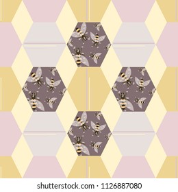 Bee design for paper, fabric, interior decor and other users, Trendy hand drawn texture.