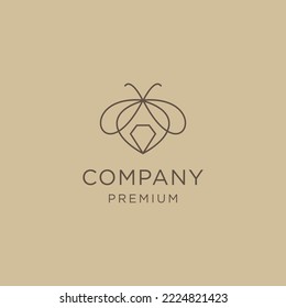 Bee diamond line logo icon design template flat vector
