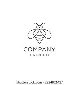 Bee diamond line logo icon design template flat vector