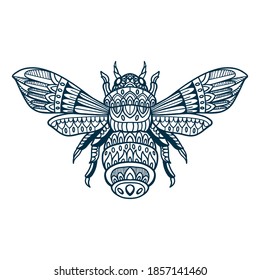 bee doodle hand drawn vector illustration