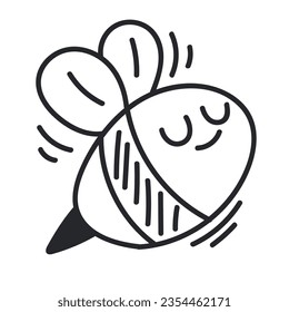 bee doodle icon isolated illustration