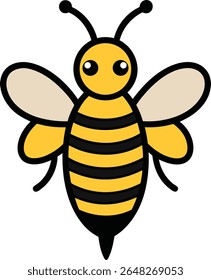 bee doodle style vector art on white background.