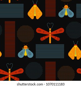 Bee and dragonfly geometric pattern. Minimal geometric series.