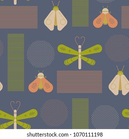 Bee and dragonfly geometric pattern. Minimal geometric series.