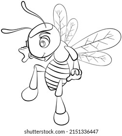 Bee. Element for coloring page. Cartoon style.