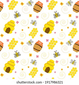 Bee elements cool seamless pattern