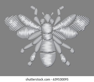 Bee embroidery design vector illustration.
