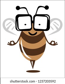 bee with eyeglasses and yoga position