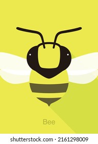 Bee face flat icon design, vector illustration