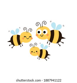 Bee family cartoons icon on white background vector illustration.