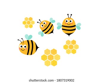 Bee Family Honeycomb On White Background Stock Vector (Royalty Free ...